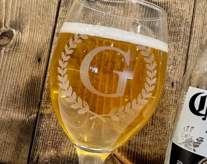 Personalized Beer Goblet: Custom Laser-Etched 14oz Stemmed Glass