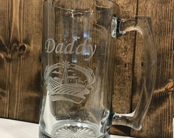 Custom Glass Beer Mug - Personalized Beer Stein - 25oz Large Glass Custom Beer Mug - Father's Day Gift - Best Man Beer Mug Gift