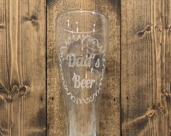 Large 23oz Tall Emblem Beer Glass - Personalized Tall Pilsner Beer Glass - Large Custom Beer Glass - Custom Pint Beer Glass