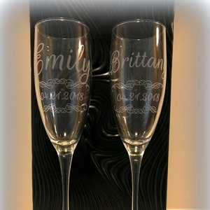 Flûte à champagne personnalisée - flûte de mariage - flûte de mariage gravée - coupe à champagne personnalisée - pièce - quantité de 1 - individuel
