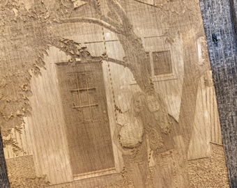 Custom Laser Engraved Photo on Birch Wood - Personalized 3D Wood Portrait