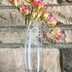 Custom Floral Bud Base - Glass Fluted Floral Vase - Custom Wedding Vase - Custom Anniversary Vase - Etched Wedding Vase Gift - Each
