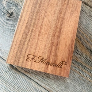 Custom Engraved Dark Ultra Thin Wood Flask Personalized Dark Wood Flask 3 oz Stainless Steel Liquor Flask Custom Wood Flasks image 1