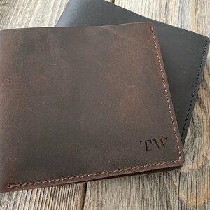 Personalized Leather Wallet Monogram Wallet Engraved Leather Wallet Mens Custom Wallet Mens Anniversary Gift Boyfriend Gift image 5