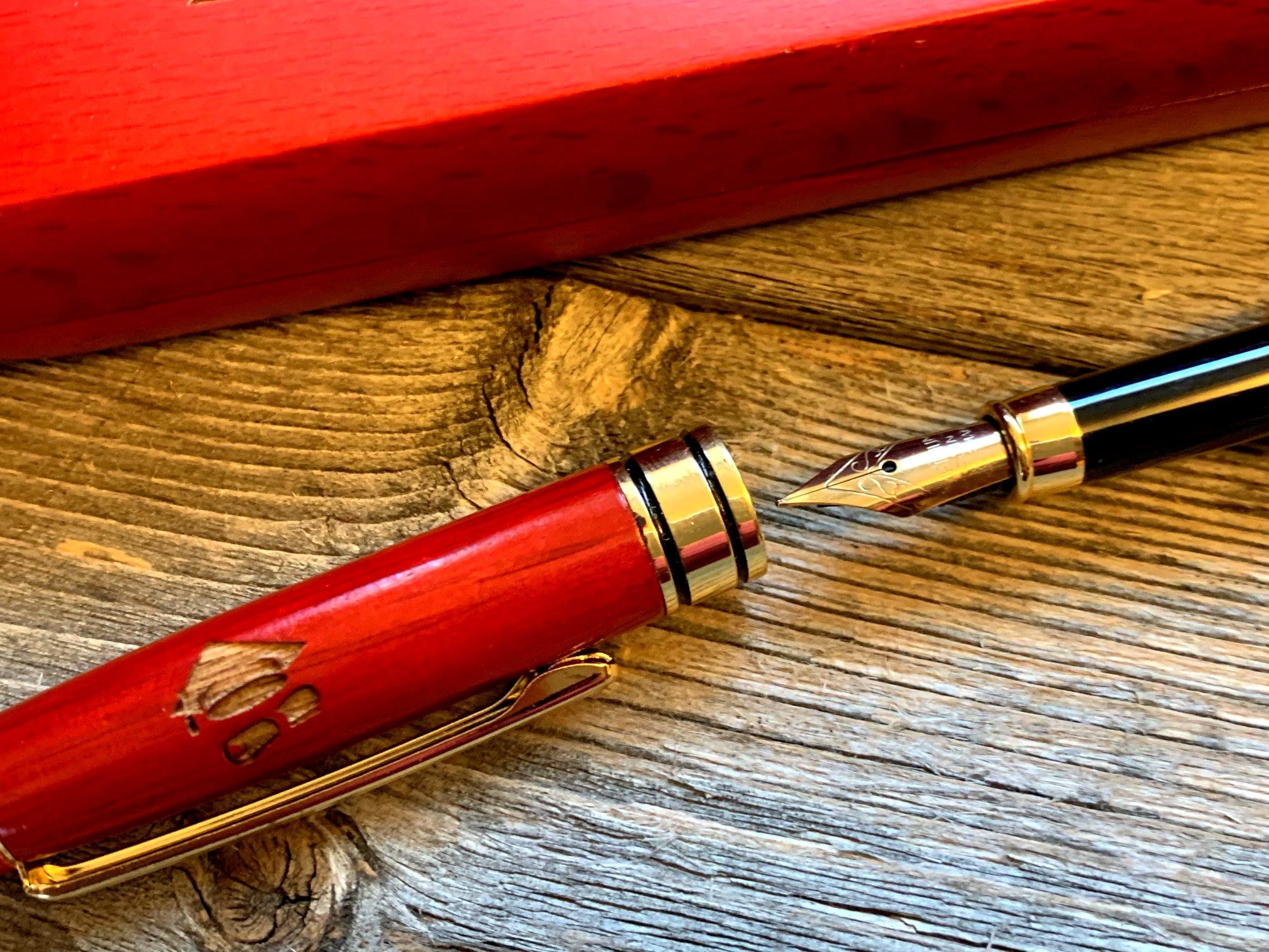 Engraved Red Wood Fountain Pen Custom Red Wood Fountain Pen Etsy
