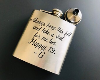 Custom 6oz Stainless Steel Flask - Personalized 6 oz. Stainless Steel Square Wedding Party Gift Flask - Gifts for Groomsmen- Custom Flask