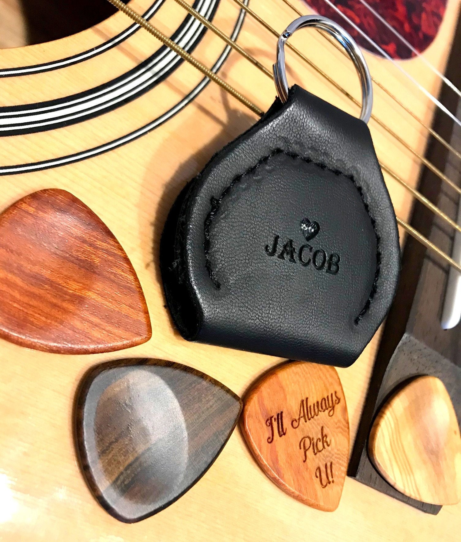 Custom Guitar Pick Holder Leather Guitar Pick Holder Etsy