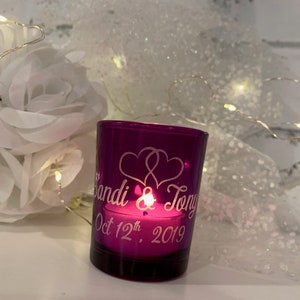 Custom Etched Amethyst Purple Votive Tealight Holder