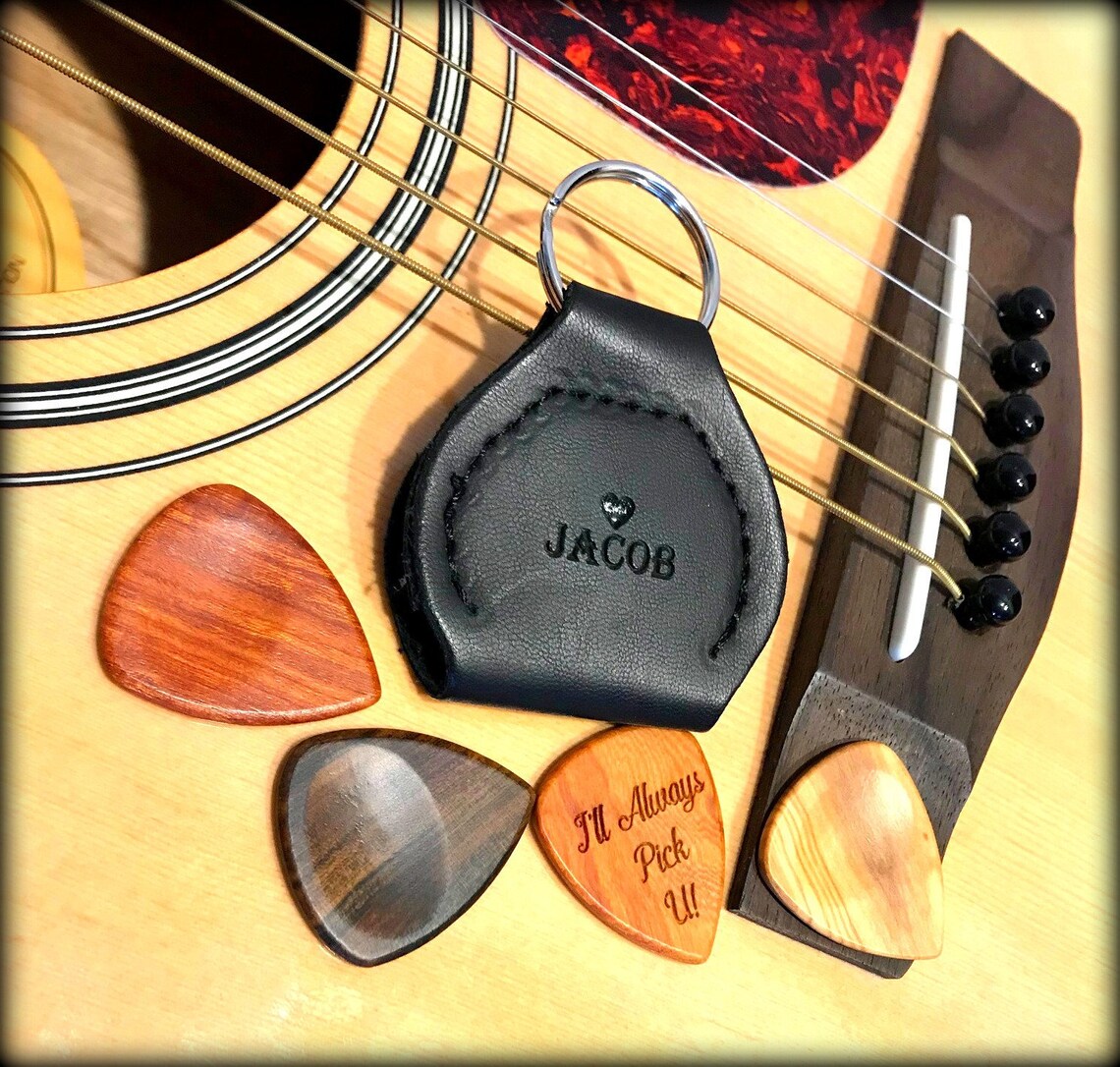 Custom Guitar Pick Holder Leather Guitar Pick Holder Etsy