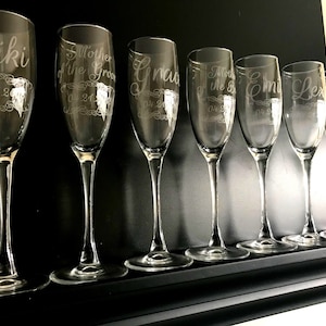 4 Qty Personalized Champagne Glass Flutes - Custom Champagne Glasses - Etched Champagne Flutes - Personalized Flutes -  Set of 4