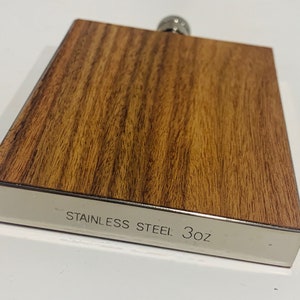 Custom Engraved Dark Ultra Thin Wood Flask Personalized Dark Wood Flask 3 oz Stainless Steel Liquor Flask Custom Wood Flasks image 6