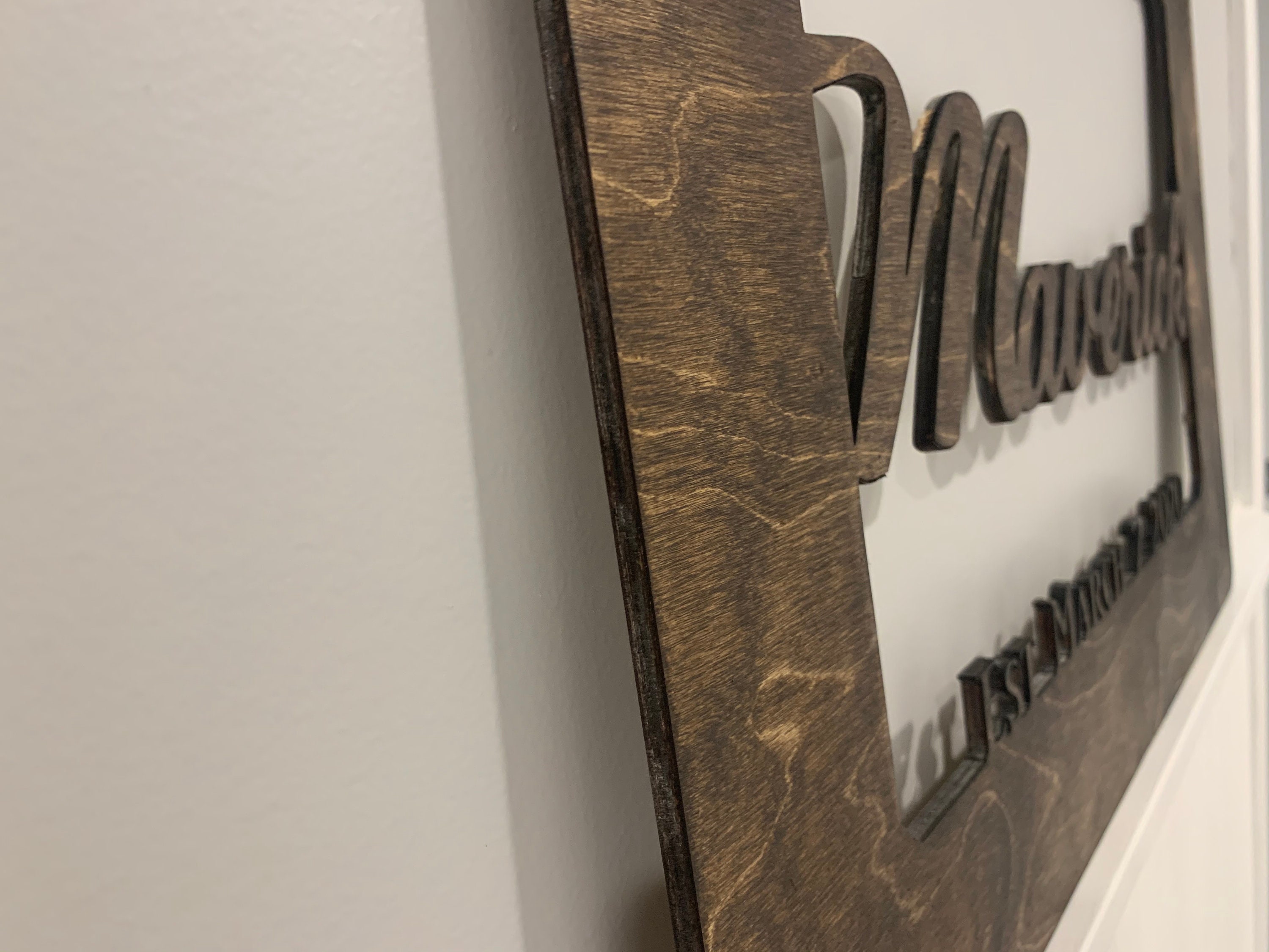 Custom Wood Wall Name Sign Dark Walnut Stain Last Name Etsy