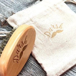 Personalized Bamboo Beard Brush: Boar Bristle Grooming Gift Set