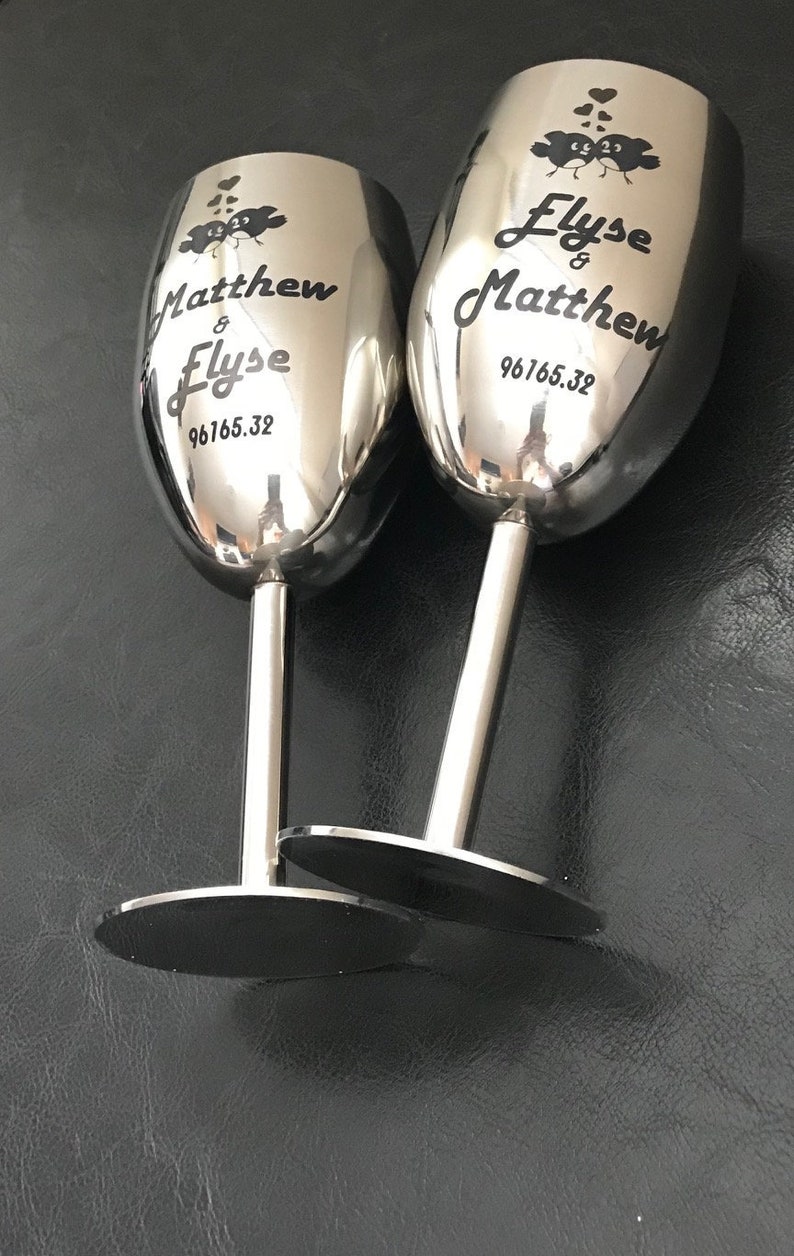 Personalized Stainless Steel Champagne Flutes Stainless Etsy Canada