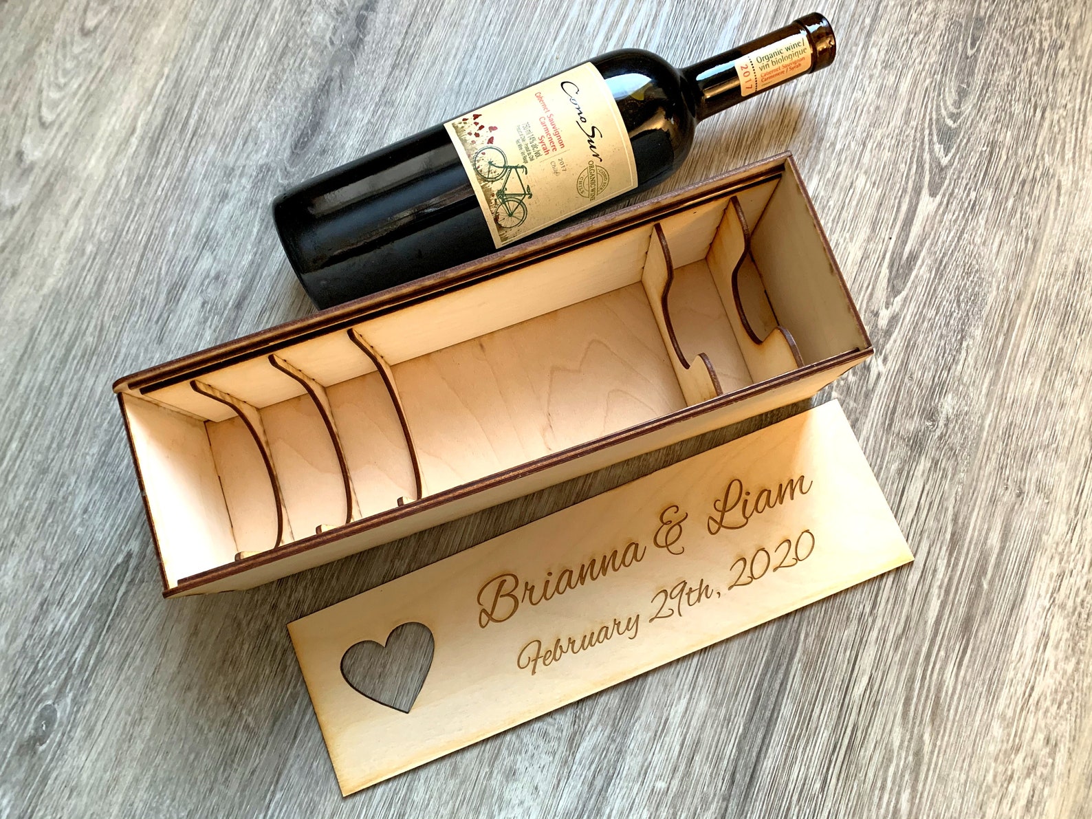 Engraved Birch Wood Wine Box Custom Natural Wood Wine Box Etsy