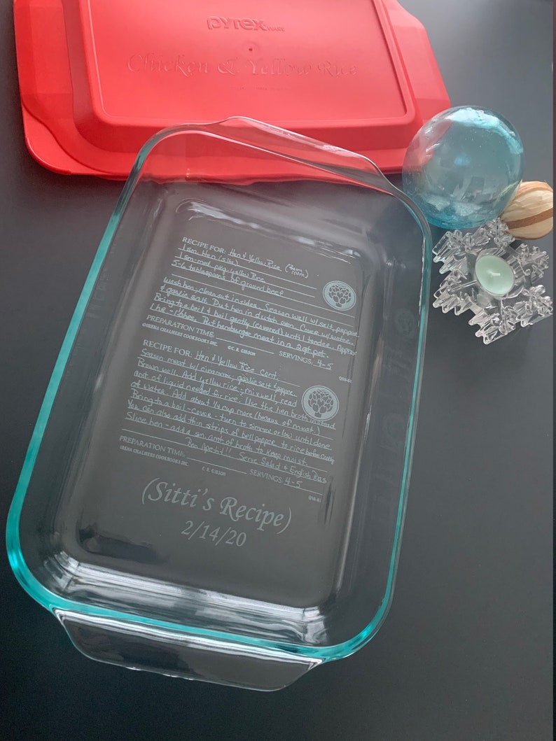 Handwritten Recipe on Casserole Dish  Custom Handwritten image 1