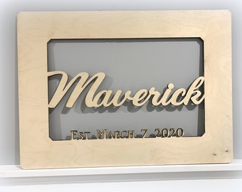 Custom Wood Wall Name Sign - Unfinished DIY - Last Name Sign - Personalized Name Wall Sign - Rectangle Name Sign - Cut Out Name Sign