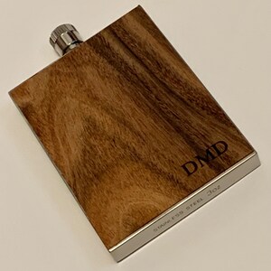 Custom Engraved Dark Ultra Thin Wood Flask Personalized Dark Wood Flask 3 oz Stainless Steel Liquor Flask Custom Wood Flasks image 3