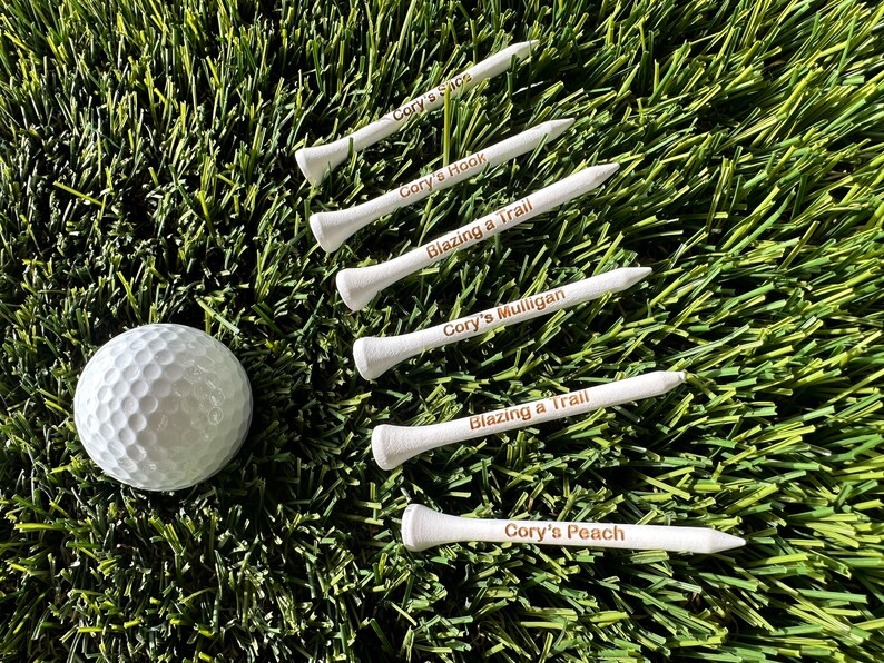 Laser Engraved Golf Tees: Personalized White Wood Golf Tee Set - Etsy ...