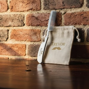 Personalized Stainless Steel Folding Beard Comb with Gift Bag