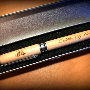 Engraved Willow Wood Pen - Custom Willow Wood Pen with Storage Gift Box - 9 Year Anniversary Gift - Willow Wood Gift - Willow Pen Gift