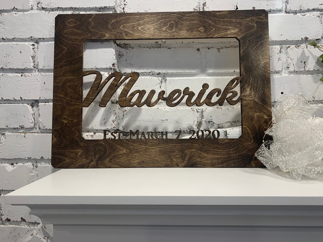 Custom Wood Wall Name Sign Dark Walnut Stain Last Name Sign