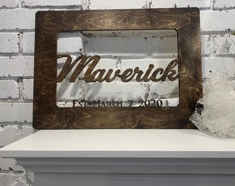 Custom Wood Wall Name Sign - Dark Walnut Stain - Last Name Sign - Personalized Name Wall Sign - Rectangle Name Sign - Cut Out Name Sign