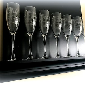 10 Qty Personalized Champagne Glass Flutes - Custom Champagne Glasses - Etched Champagne Flutes - Personalized Flutes -  Set of 10