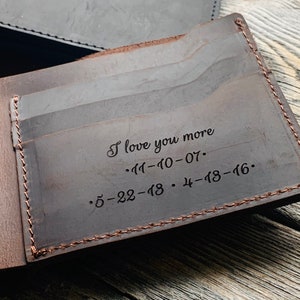 Personalized Leather Wallet Monogram Wallet Engraved Leather Wallet Mens Custom Wallet Mens Anniversary Gift Boyfriend Gift image 7