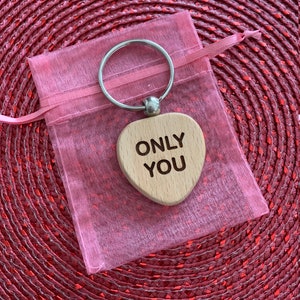 Engraved Maple Wood Heart Keychain - Personalized Valentine Gift