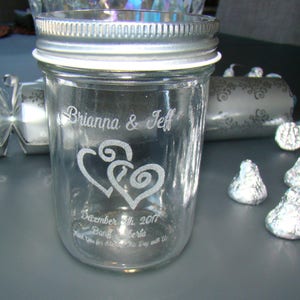 Personalized Mini Mason Jar Wedding Favors - Set of 12