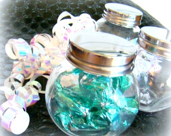 Small Glass Candy Jar Wedding Favor Jar with Lid Custom Printed or Blank Pkg of 12