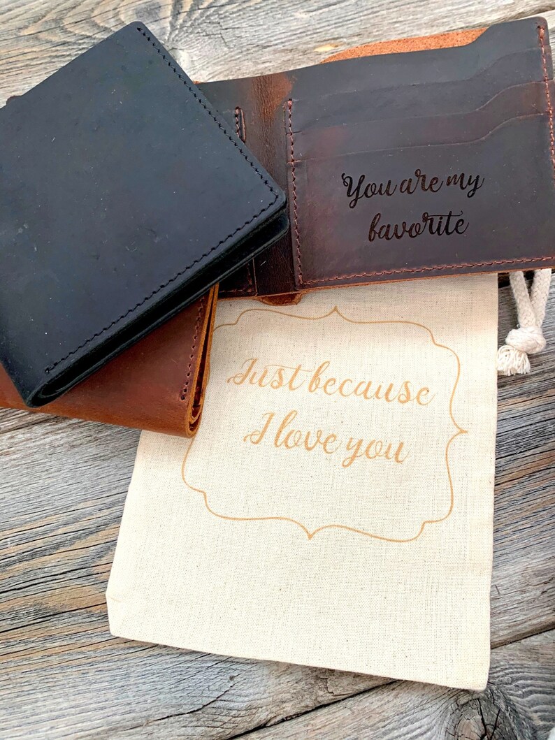 Personalized Leather Wallet Monogram Wallet Engraved Leather Wallet Mens Custom Wallet Mens Anniversary Gift Boyfriend Gift image 4