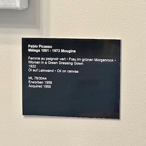 Museum Art Gallery Description Wall Sign - Custom Art Gallery Sign - Acrylic Black and White Sign - Various Sizes Available in 2mm thickness