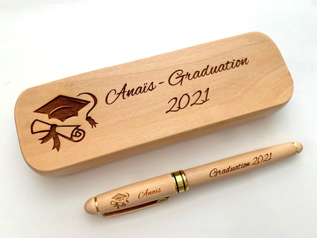 Natural Willow Wood Graduation Black Ink Pen Set- Natural Wood ...