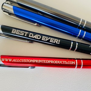 Metal Black Ball Point Pen Custom Laser Engraved - 4 Colors Available