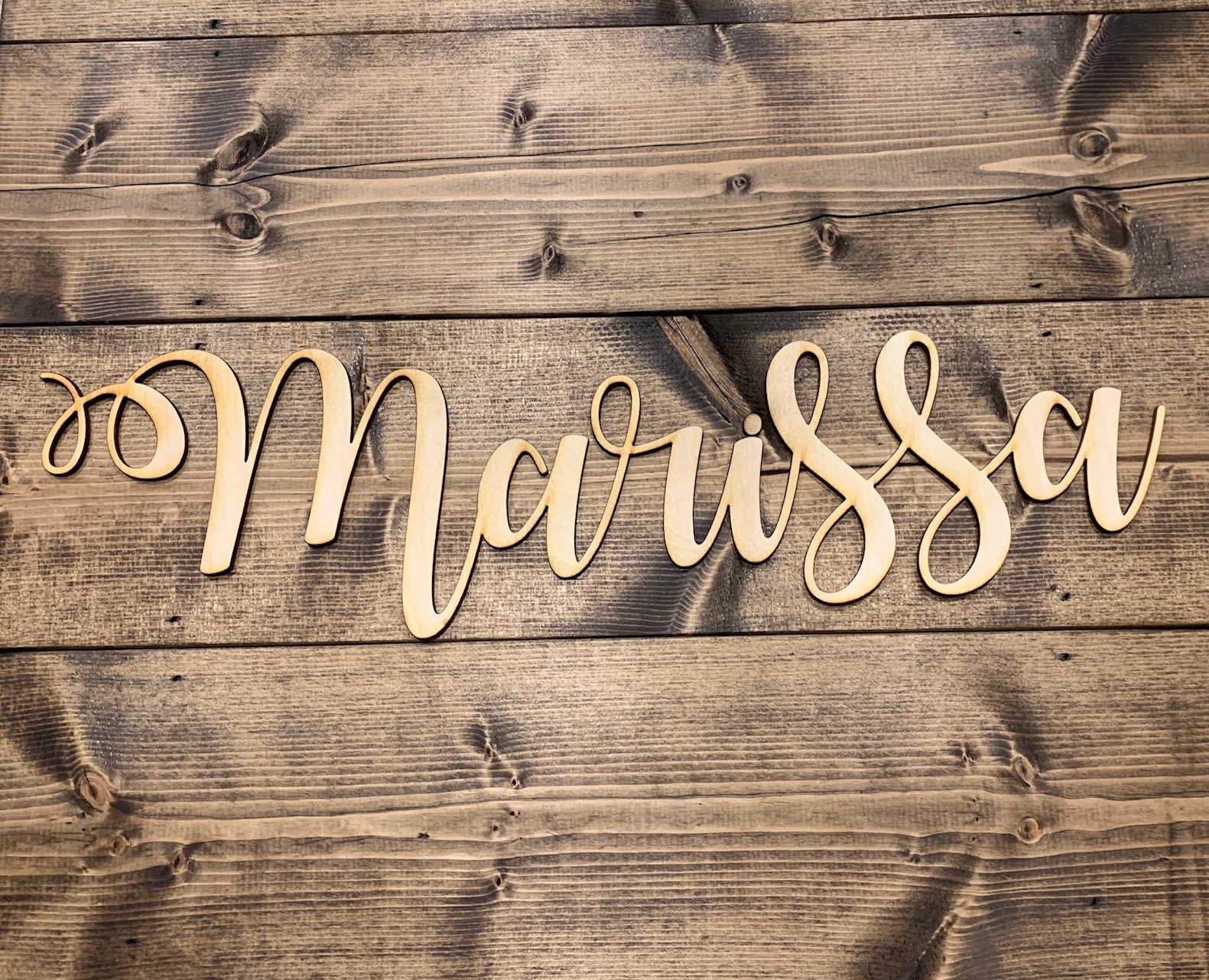 Custom Wood Cursive Name Sign Wood Sign Decorative Script Etsy