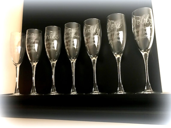 12 Qty Personalized Champagne Glass Flutes Custom Champagne