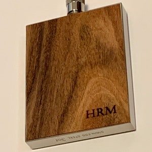 Custom Engraved Dark Ultra Thin Wood Flask Personalized Dark Wood Flask 3 oz Stainless Steel Liquor Flask Custom Wood Flasks image 2