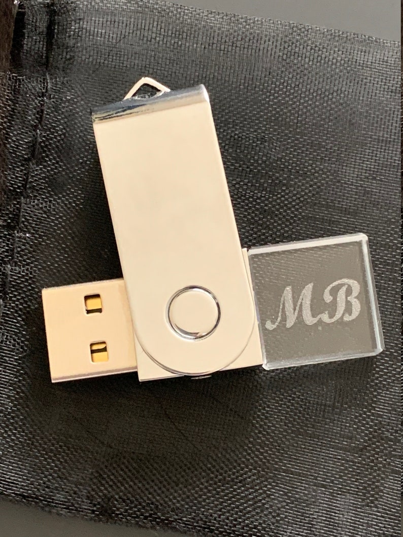 Custom Monogram USB Engraved Acrylic USB Thumb Drive 32GB Clear Acrylic usb Silver 32GB usb Personalized usb image 4