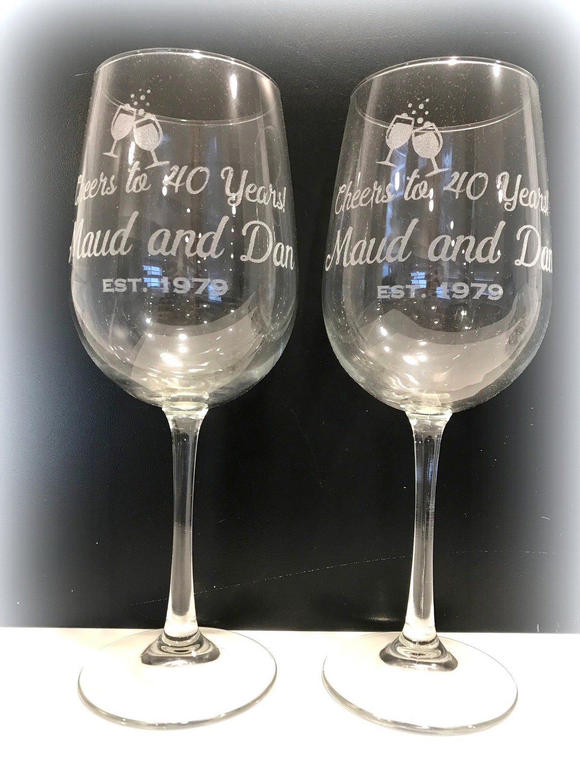 Set of 2 Custom Anniversary Wine Glasses Etched Anniversary Etsy