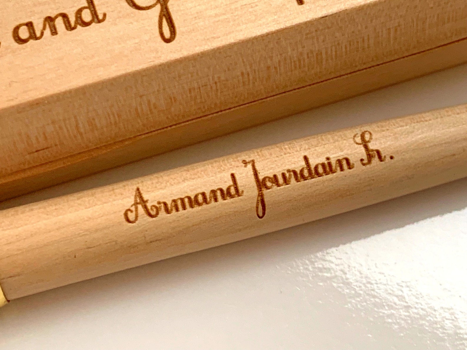Natural Willow Wood Engraved Custom Wood Monogram Pen Set With | Etsy