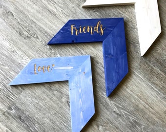Custom Chevron Arrows Wood Wall Art - Personalized Decor Art Family Friends and Love - Set of 3, 12" x 12" - Custom Orders Welcome
