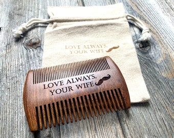 Custom Beard Comb - Engraved Sandalwood Beard Comb - Personalized Beard Comb - Beard Comb Gift Set - Mens Anniversary Gift - Man Gift