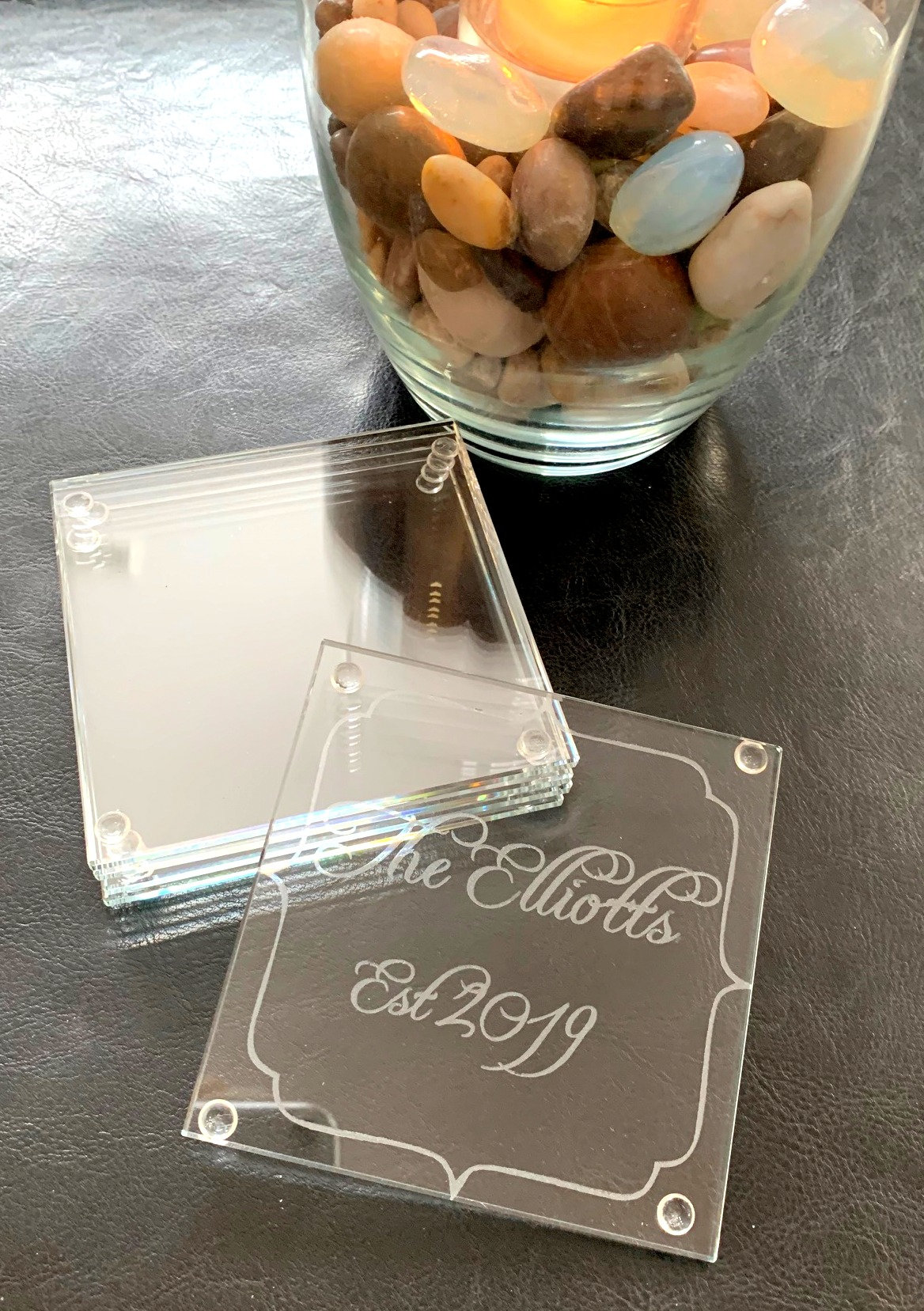 Custom Glass Coaster Personalized Glass Coaster Etched Etsy