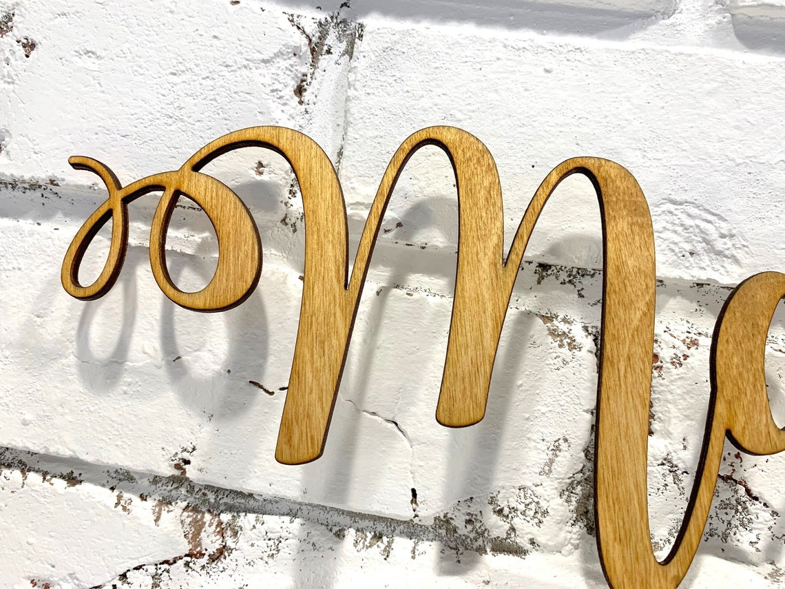 Custom Wood Cursive Name Sign Wood Sign Decorative Script Etsy