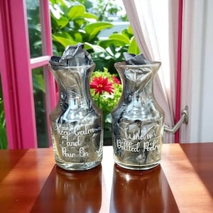 Custom Libbey 8.5oz Glass Carafe - Personalized Wine Decanter - Set of 2