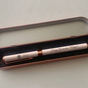 Custom Rose Gold Graduation Pen Set: Engraved Metal Box - Etsy