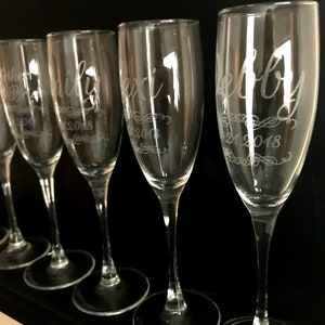 24 Qty Personalized Champagne Glass Flutes - Custom Champagne Glasses - Etched Champagne Flutes - Personalized Flutes -  Set of 24