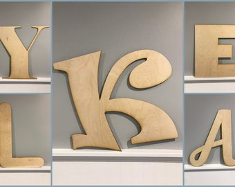 Custom Wood Letters - Natural Birch Wood Large Letter -  10 Inch Wood Letter - 15 Inch Wood Letter - 20 Inch Wood Letter - Custom Wall Names